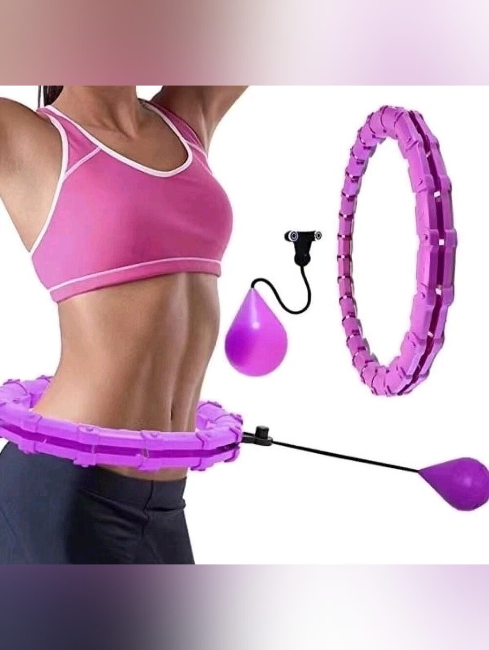 Y2K Infinity Hoop Weighted Hula, Womens, Pink, Weight Loss, 22 Links